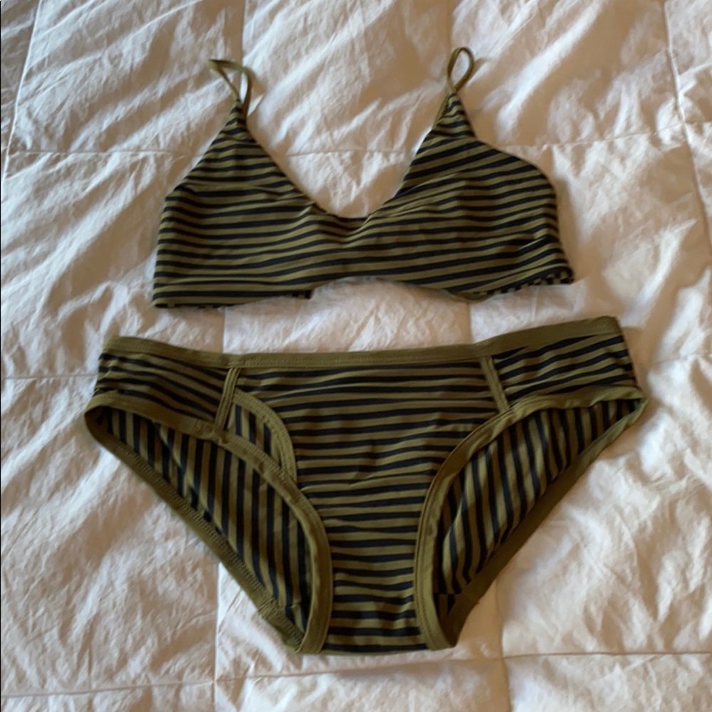 Bikini Army Green and Black Striped SZ L